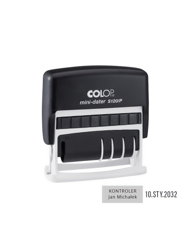 Datownik samotuszujący Mini S120/P | tekst + data obok siebie | 10 x 25 mm