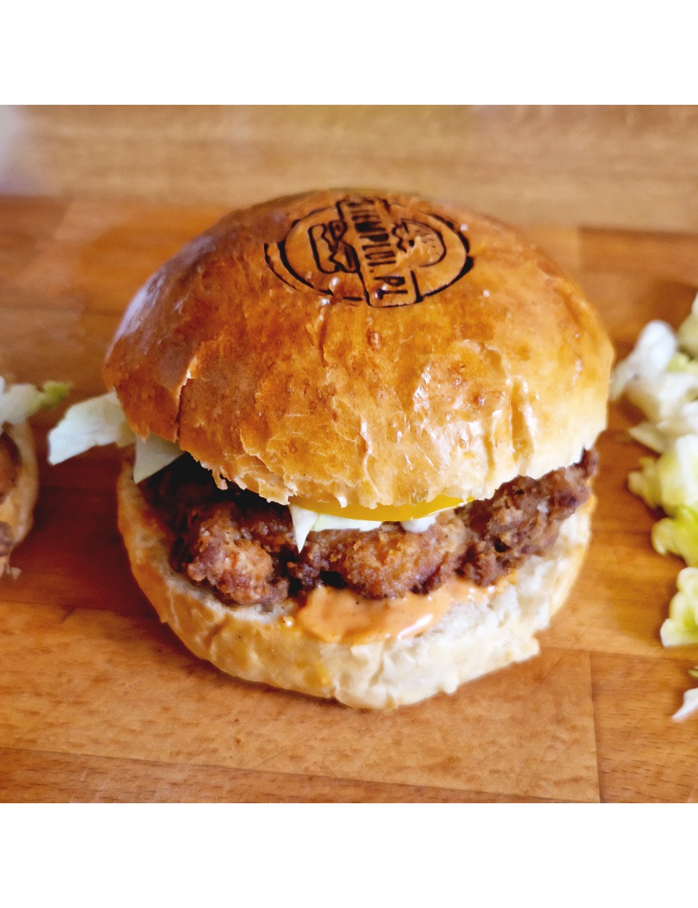 Okrągły stempel do wypalania na gorąco logo na burgerach, drewnie i skórze