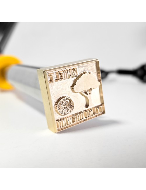 Kwadratowy stempel do wypalania na gorąco logo na burgerach, drewnie i skórze