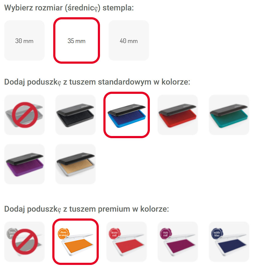 Przykładowe opcje personalizacji.